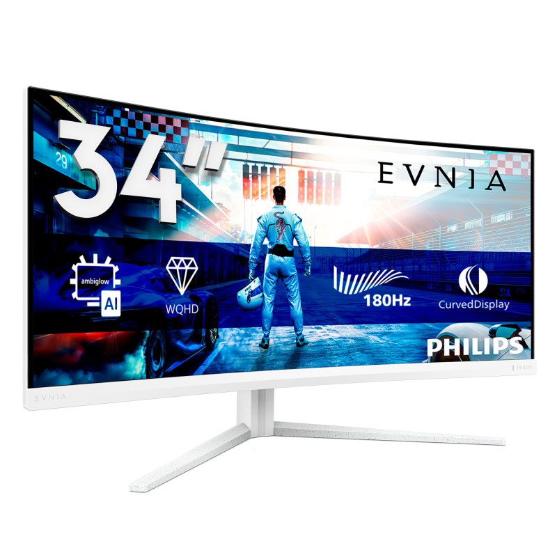 Philips 34M2C5501A/00 Evnia 5000 34M2C5501A/00, 86,4 cm (34"), 3440 x 1440 Pixeles, Wide Quad HD, LCD, 1 ms, Blanco