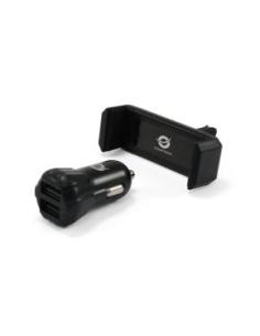 cargador usb 5v para coche 12v a 24v con 2 salidas usb 2a con soporte para smartphone