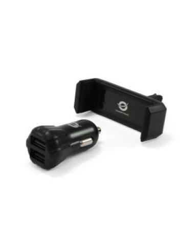 cargador usb 5v para coche 12v a 24v con 2 salidas usb 2a con soporte para smartphone