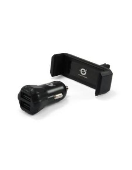 cargador usb 5v para coche 12v a 24v con 2 salidas usb 2a con soporte para smartphone