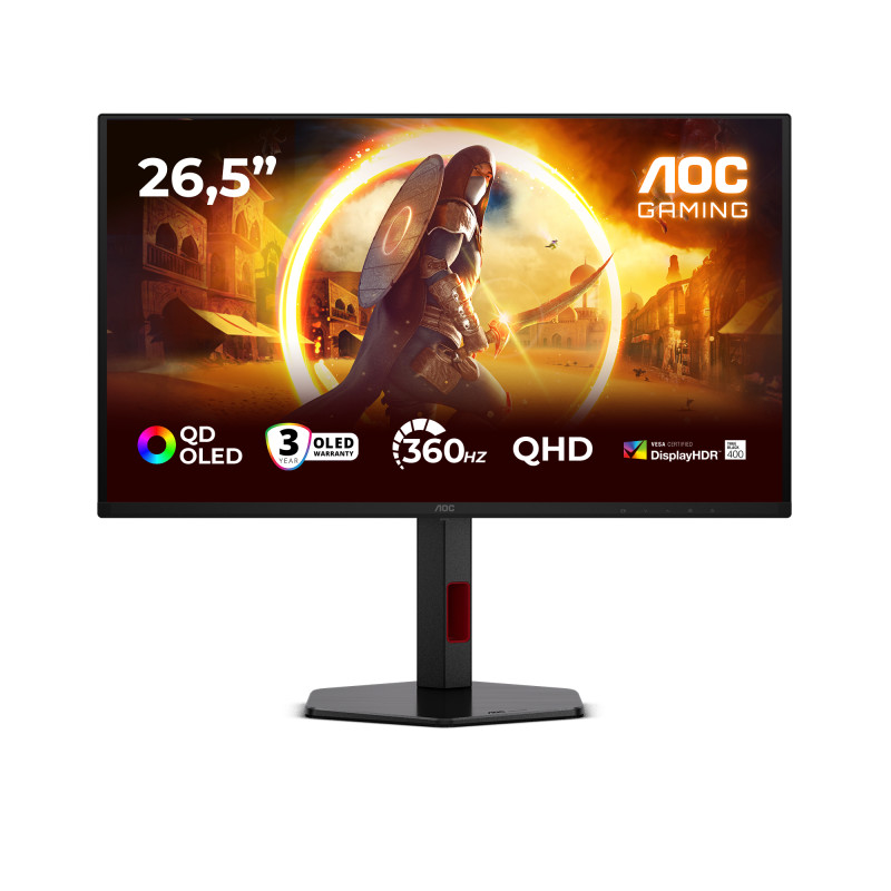 AOC Q27G4SDR G4 Q27G4SDR, 67,3 cm (26.5"), 2560 x 1440 Pixeles, Quad HD, QD-OLED, 0,03 ms, Negro, Rojo