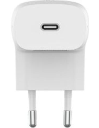 cargador de pared a usb-c 20w + cable usb-c 1 metro color blanco