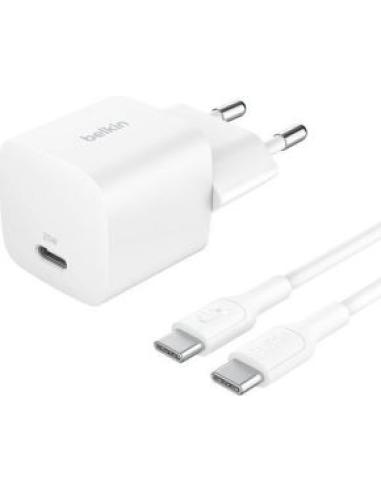 cargador de pared a usb-c 25w con cable usb-c 1m incluido blanco