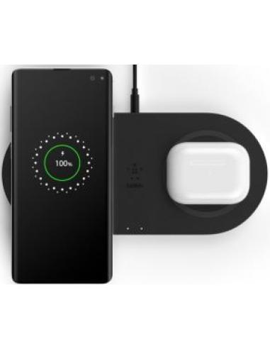 cargador inalambrico qi2 boost charge 10w doble para dispositivos apple negro