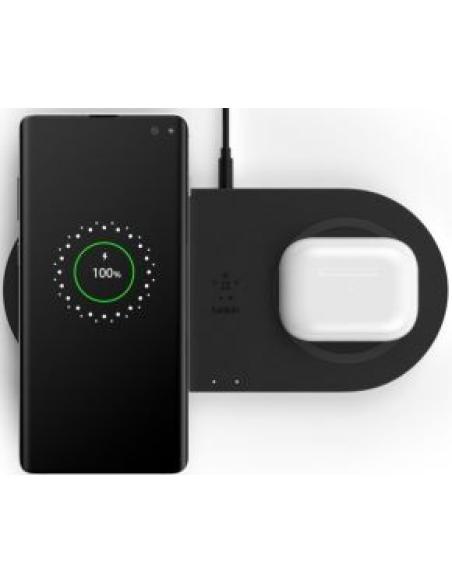 cargador inalambrico qi2 boost charge 10w doble para dispositivos apple negro