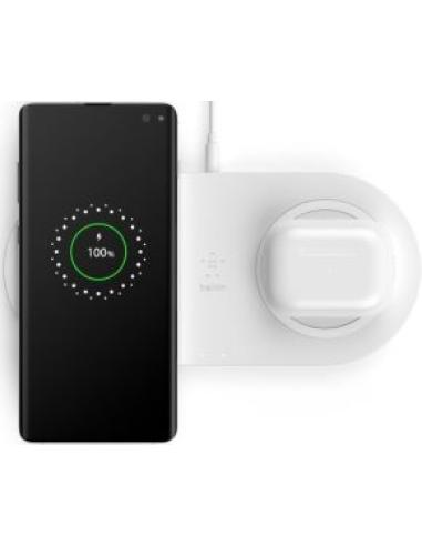 cargador inalambrico qi2 boost charge 10w doble para dispositivos apple color blanco