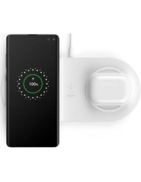 cargador inalambrico qi2 boost charge 10w doble para dispositivos apple color blanco