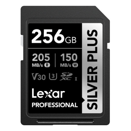 Lexar LSDSIPL256G-BNNNG Professional SDXC SilverP UHS-I, 256 GB, SDXC, UHS-I, 205 MB/s, 150 MB/s, Negro