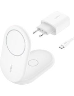 cargador inalambrico qi2 boost charge 15w 2 en 1 plegable para dispositivos apple blanco