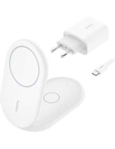 cargador inalambrico qi2 boost charge 15w 2 en 1 plegable para dispositivos apple blanco