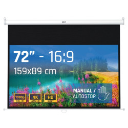 iggual IGG319673 Pantalla manual 16:9 72" 159x89 cm, Manual, 182,9 cm (72"), 159 cm, 89 cm, 16:9, Pantalla tensionada