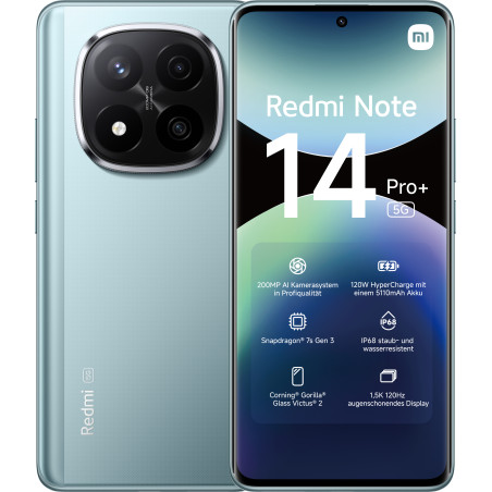 Xiaomi MZB0IJAEU Redmi Note 14 Pro+ 5G, 16,9 cm (6.67"), 2712 x 1220 Pixeles, 8 GB, 256 GB, 200 MP, Azul