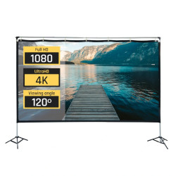 iggual IGG317402 Pantalla exterior portable 100" 221x124 cm, Manual, 2,54 m (100"), 22,1 cm, 12,4 cm, 16:9, Negro, Blanco