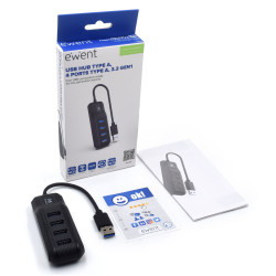 Ewent EW1138 EW1138, USB 3.2 Gen 1 (3.1 Gen 1) Type-A, USB 3.2 Gen 1 (3.1 Gen 1) Type-A, 5000 Mbit/s, Negro, 0,15 m, USB 2
