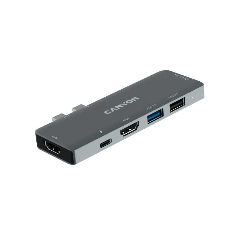 Canyon CNS-TDS05B DS-5, USB 2.0 Type-C, Gris, SD, 60 Hz, USB 2.0, Aluminio