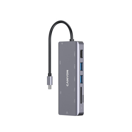 Canyon CNS-TDS11 DS-11, USB 3.2 Gen 1 (3.1 Gen 1) Type-C, 100 W, 10,100,1000 Mbit/s, Gris, MicroSD (TransFlash), SD, 4K Ultra HD