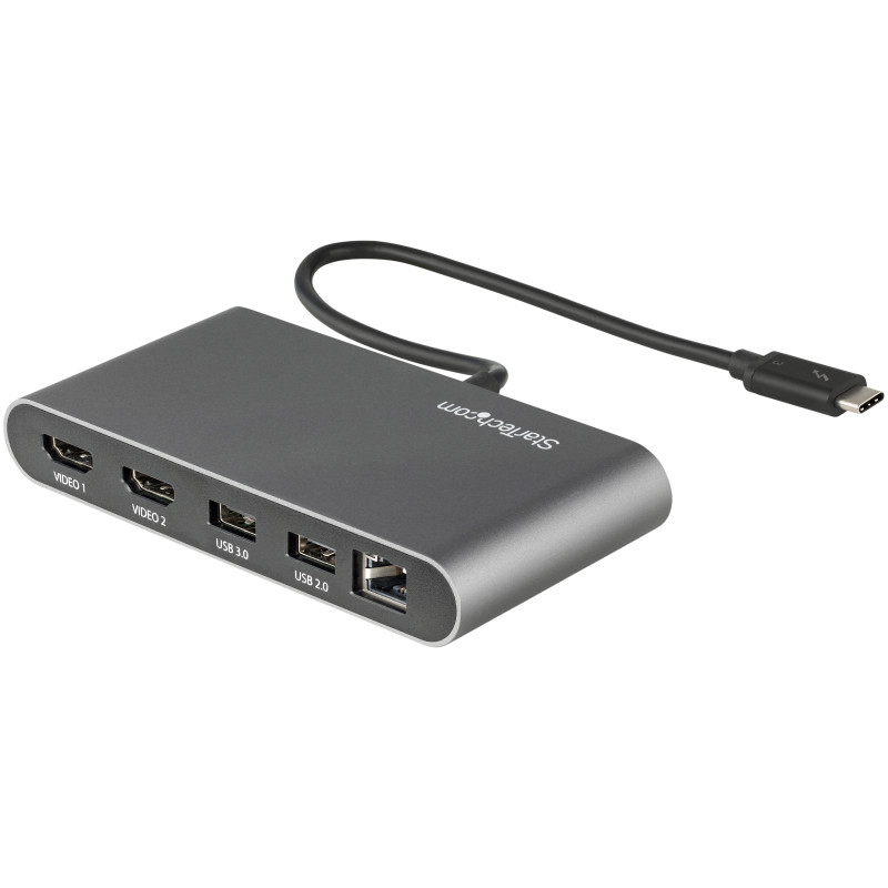 StarTech.com TB3DKM2HDL Mini Dock Thunderbolt - Docking Station Portátil HDMI 4K de 60Hz - Hub Ladrón USB-A 5Gbps - GbE -