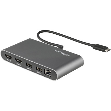 StarTech.com TB3DKM2HDL Mini Dock Thunderbolt - Docking Station Portátil HDMI 4K de 60Hz - Hub Ladrón USB-A 5Gbps - GbE -
