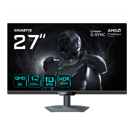 GIGABYTE G27Q2 EK G27Q2 Monitor Gaming 27” 2K QHD - 2560 x 1440, 200Hz, 1ms, 350 cd/m², Compatible con G-Sync, FreeSync