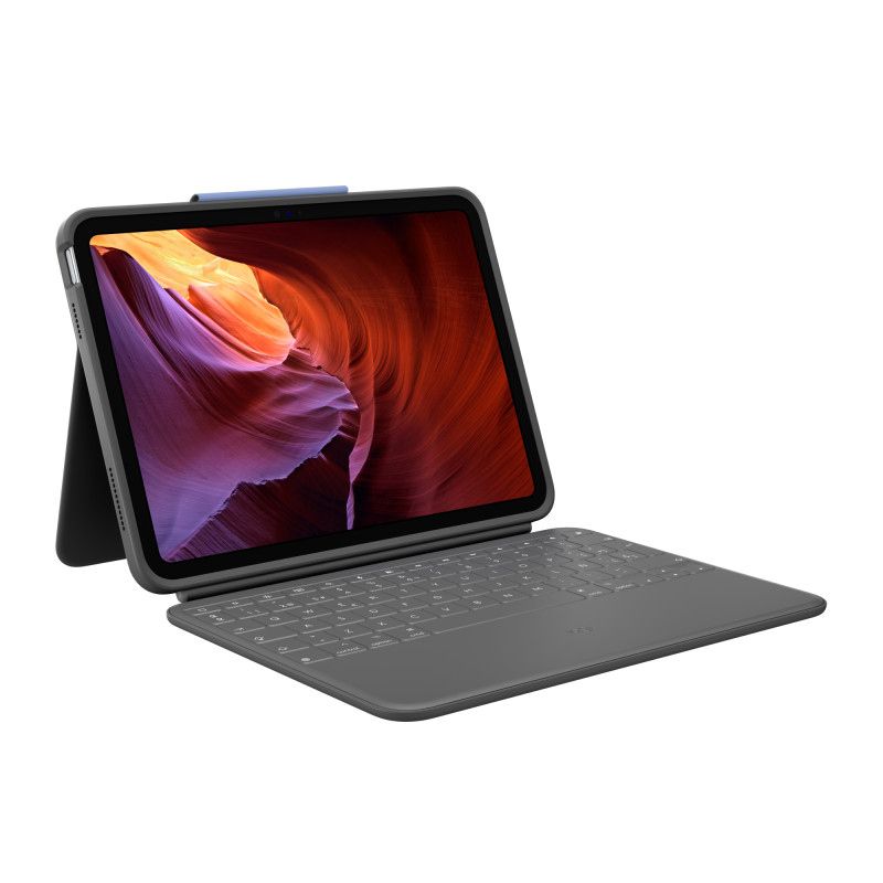 Logitech 920-011203 Rugged Folio, QWERTY, Español, 1,8 cm, 1,2 mm, Apple, iPad (7.ª generación) iPad (8.ª generación) iPad