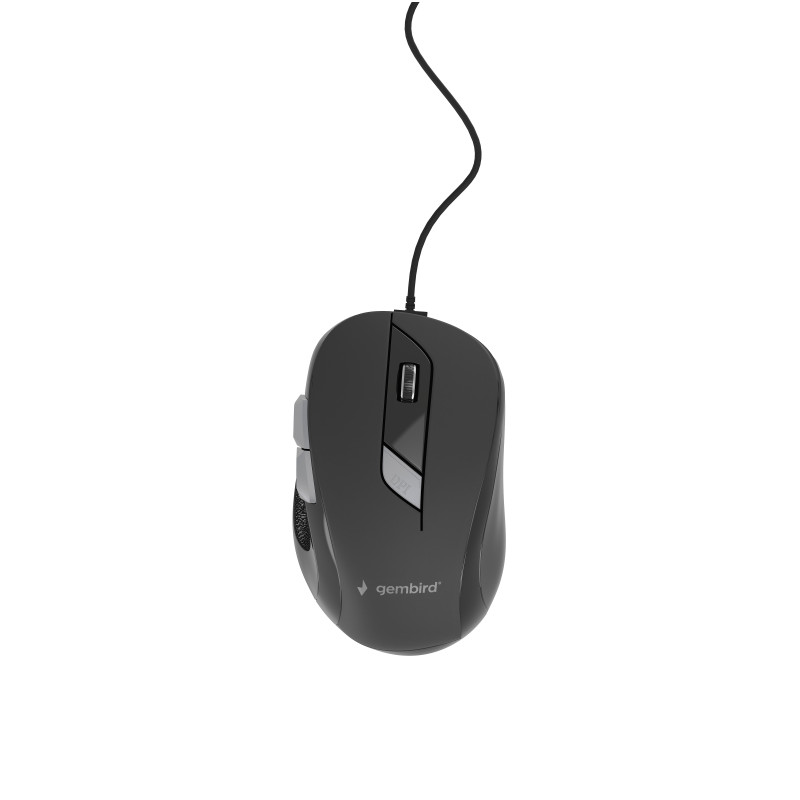 Gembird MUS-6B-01 MUS-6B-01, Ambidextro, Óptico, USB tipo A, 1600 DPI, Negro