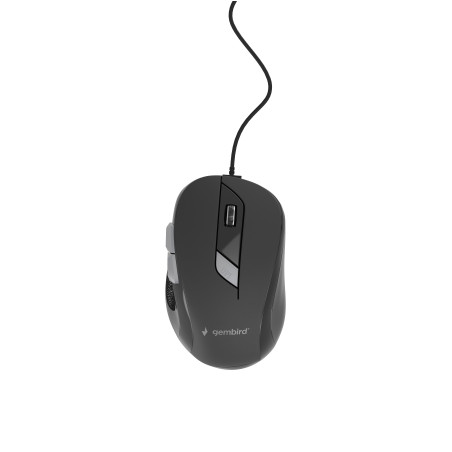 Gembird MUS-6B-01 MUS-6B-01, Ambidextro, Óptico, USB tipo A, 1600 DPI, Negro