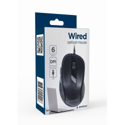 Gembird MUS-6B-01 MUS-6B-01, Ambidextro, Óptico, USB tipo A, 1600 DPI, Negro 2
