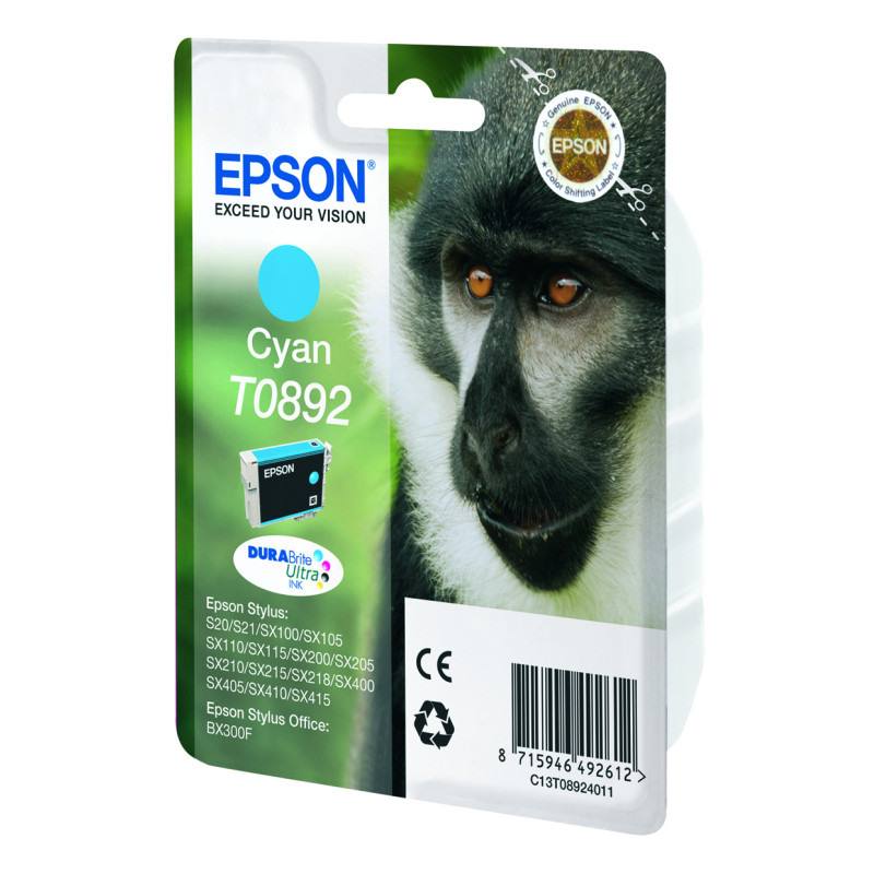 Epson C13T08924011 Monkey Tinta cian T0892 DURABrite Ultra Mono, Cian, 3,5 ml, 1 pieza(s)