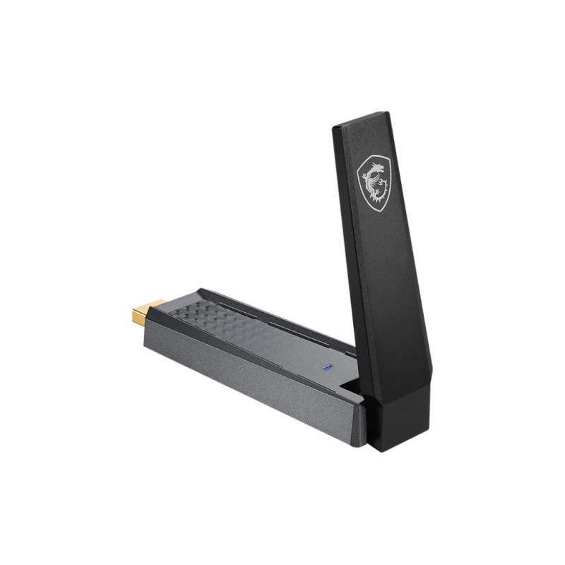 MSI AX1800 WIFI USB ADAPTER AX1800 WiFi USB Adapter, Inalámbrico, USB, WLAN, Wi-Fi 6 (802.11ax), 1201 Mbit/s, Negro