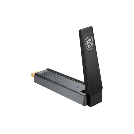 MSI AX1800 WIFI USB ADAPTER AX1800 WiFi USB Adapter, Inalámbrico, USB, WLAN, Wi-Fi 6 (802.11ax), 1201 Mbit/s, Negro