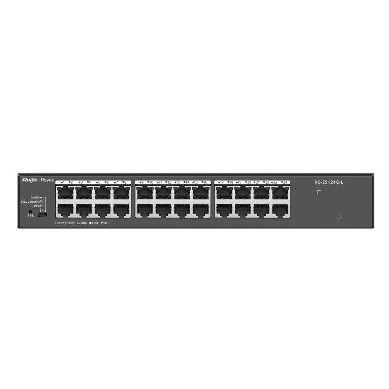 Ruijie Networks RG-ES124G-L RG-ES124G-L, No administrado, L2, Gigabit Ethernet (10/100/1000), Bidireccional completo (Full