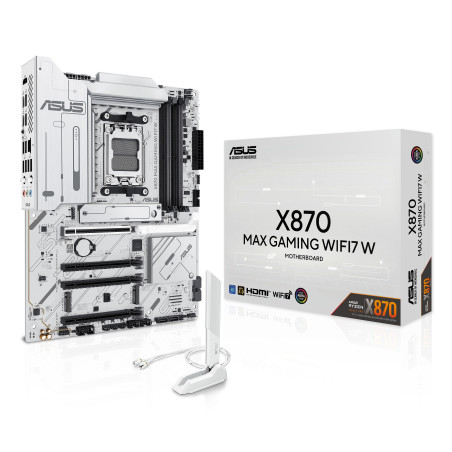 ASUS 90MB1LZ0-M0EAY0 X870 MAX GAMING WIFI7 W, AMD, Zócalo AM5, AMD Ryzen 7000 Series, AMD Ryzen 8000 Series, AMD Ryzen 9000