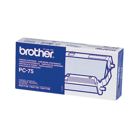 Brother PC-75 PC-75, Cinta + cartucho de fax, 144 páginas, Negro, FAX-T102 / FAX-T104 / FAX-T106, Transferencia térmica, 1