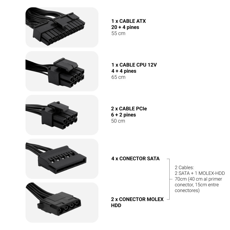 CoolBox COO-FAPW3-550 FUENTE DE ALIMENTACION ATX POWERLINE III 550W 85%EFI, 550 W, 207 - 253 V, Negro