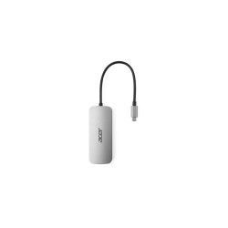 Acer HP.DSCAB.018 7in1 Type C Dongle, Alámbrico, USB 3.2 Gen 1 (3.1 Gen 1) Type-C, 100 W, Plata, MicroSD (TransFlash), SD,