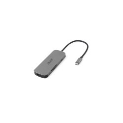 Acer HP.DSCAB.018 7in1 Type C Dongle, Alámbrico, USB 3.2 Gen 1 (3.1 Gen 1) Type-C, 100 W, Plata, MicroSD (TransFlash), SD, 2