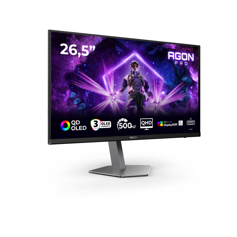 AOC AG276QKD2 AGON PRO AG276QKD2, 67,3 cm (26.5"), 2560 x 1440 Pixeles, Quad HD, QD-OLED, 0,03 ms, Negro, Gris