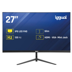 iggual IGG319406 Monitor 27" IPS 1ms FHD 120Hz VGA HDMI Slim, 68,6 cm (27"), 1920 x 1080 Pixeles, Full HD, LED, 1 ms, Negro