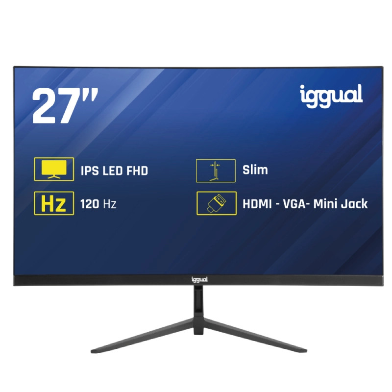 iggual IGG319406 Monitor 27" IPS 1ms FHD 120Hz VGA HDMI Slim, 68,6 cm (27"), 1920 x 1080 Pixeles, Full HD, LED, 1 ms, Negro