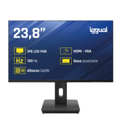 iggual IGG319826 Monitor 24" VGA HDMI 120Hz pivotante AA MM, 61 cm (24"), 1920 x 1080 Pixeles, Full HD, LED, 1 ms, Negro