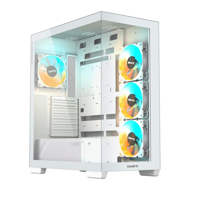 GIGABYTE GB-C500PI ST C500 PANORAMIC STEALTH, Midi Tower, PC, Blanco, ATX, Mini-ATX, Mini-ITX, Vidrio, Plástico, Acero, Juego