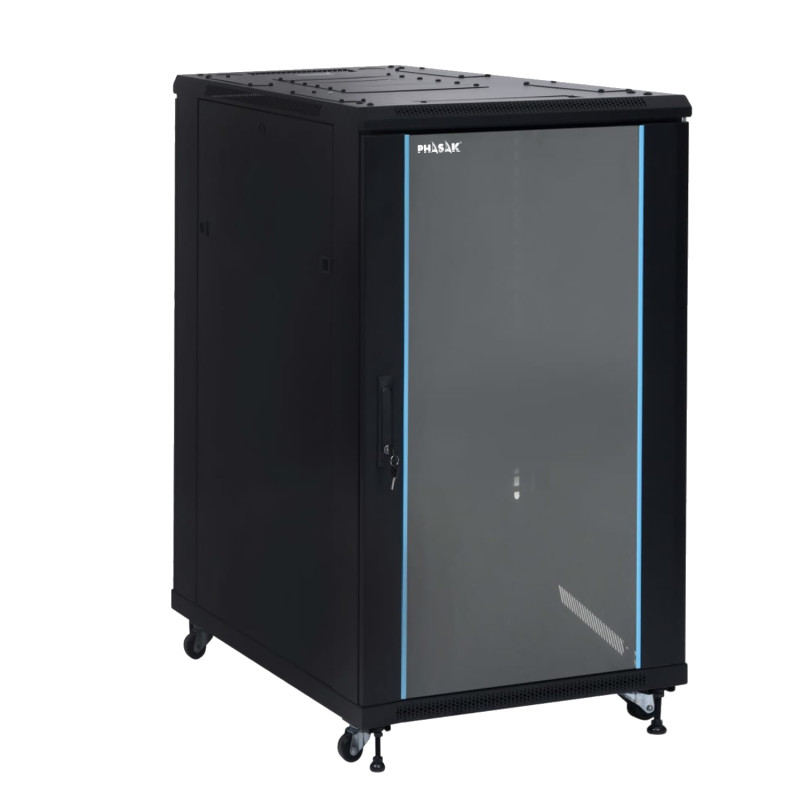 Phasak PHO 6627 Armario Rack PRO 19" 27U 600 x 600 negro con ventilación - PHO 6627 (desmontado), Rack o bastidor