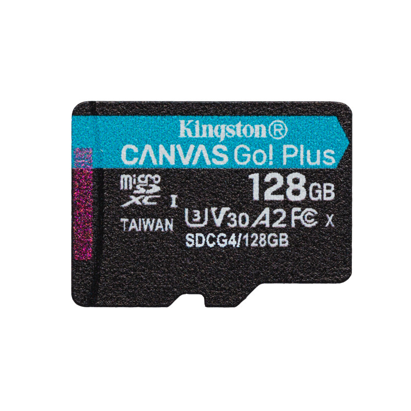 Kingston Technology SDCG4/128GBSP 128GB microSDXC Canvas Go Plus Gen4 200R A2 U3 Paquete individual sin ADP, 128 GB, MicroSD,