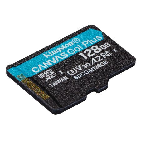 Kingston Technology SDCG4/128GBSP 128GB microSDXC Canvas Go Plus Gen4 200R A2 U3 Paquete individual sin ADP, 128 GB, MicroSD,