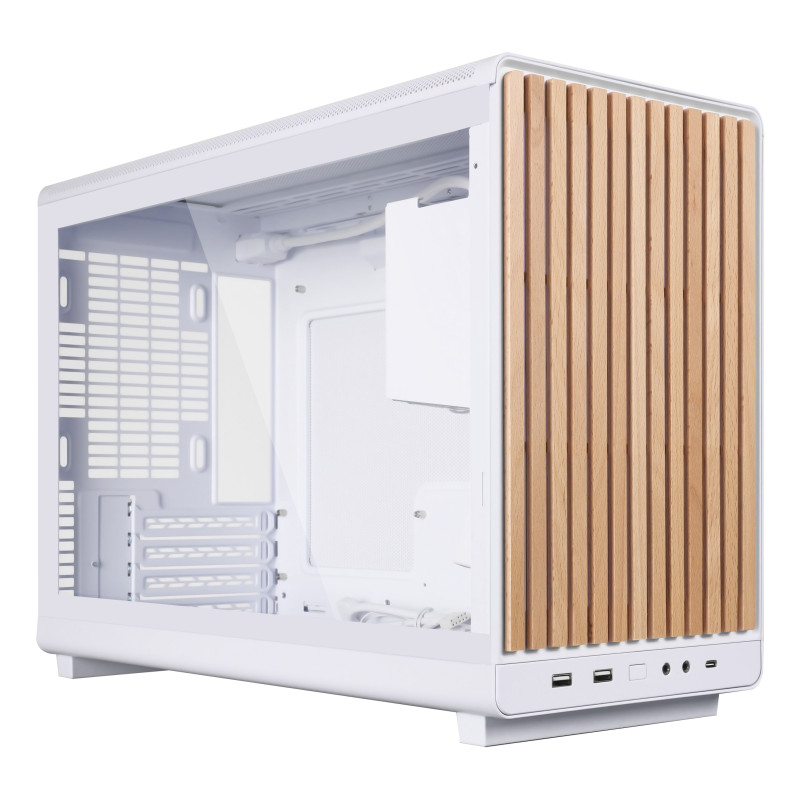 Lian Li G99.A3W-WDG.00 A3-mATX, Micro Torre, PC, Blanco, Madera, micro ATX, Micro-ITX, Acero, Vidrio templado, 16,5 cm