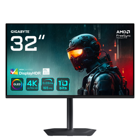 GIGABYTE MO32U EK MO32U 31,5" Monitor Gaming OLED 4K UHD - 3840 x 2160, 165Hz, 0.03ms, 250 cd/m², Display HDR True Black 400,