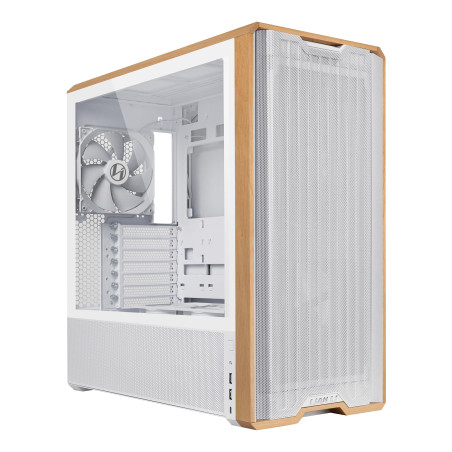 Lian Li LAN217W Lancool LAN217W, Midi Tower, PC, Blanco, Madera, ATX, EATX, SSI EEB, Acero, Vidrio templado, Madera, 18 cm