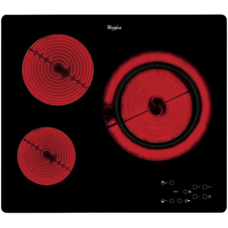 Whirlpool AKT 807/BF AKT 807/BF, Negro, Integrado, Cerámico, Vidrio y cerámica, 3 zona(s), 3 zona(s)