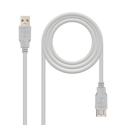 Nanocable 10.01.0203 CABLE USB 2.0, TIPO A/M-A/H, BEIGE, 1.8 M, 1,8 m, USB A, USB A, USB 2.0, Macho/Hembra, Beige