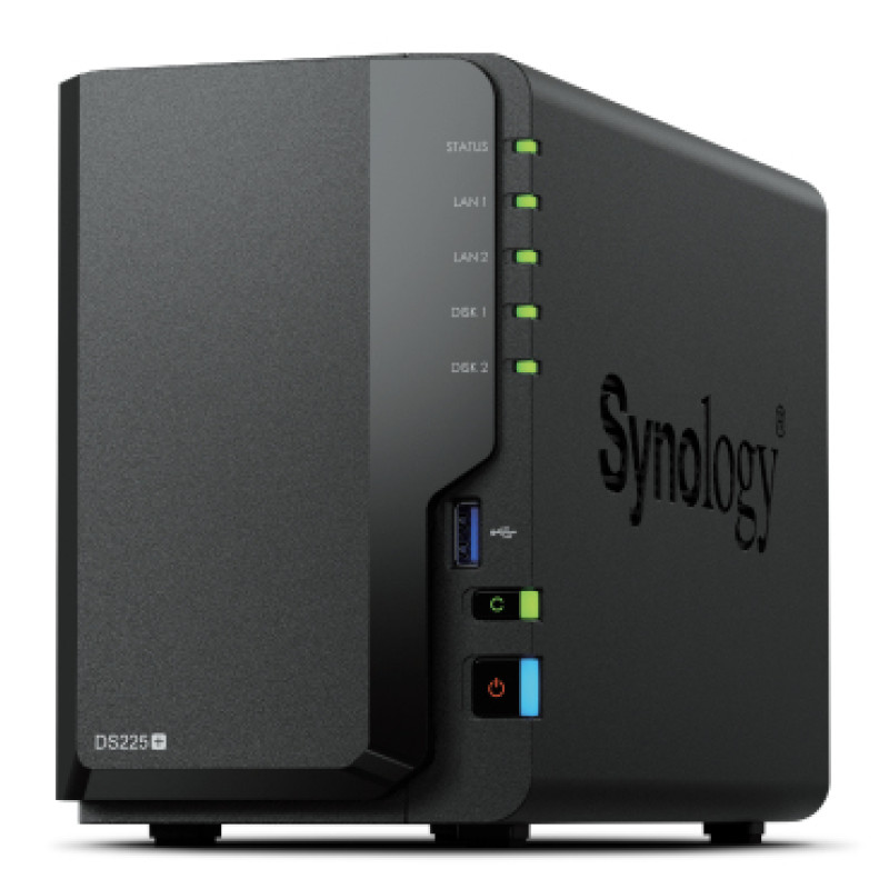 Synology DS225+ DiskStation DS225+ 2 Bay NAS, NAS, Escritorio, Intel® Celeron®, J4125, 2 GB, DDR4